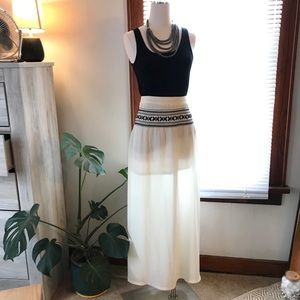 Cream Boho Maxi Skirt